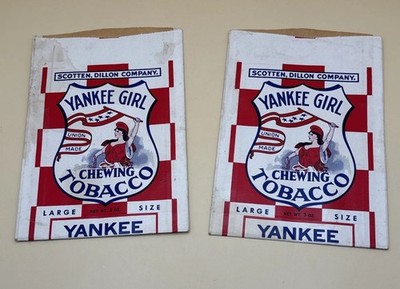 chewing tobacco packs Vintage Yankee Girl Chewing Tobacco Pack Pouch Scotten Dillon Co. New Set  Of 2