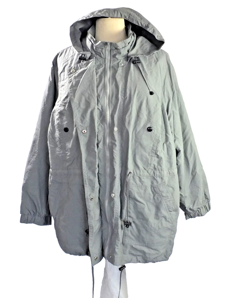 NUEVO Abrigo Mujer Interior Gris Talla Grande 3X Poliéster/Poliuretano Capucha Forrado de Vellón Foto 3 de 4