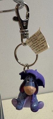 Disney Vintage EEYORE w/UMBRELLA Keychain Winnie The Pooh Applause Bag Clip 3D
