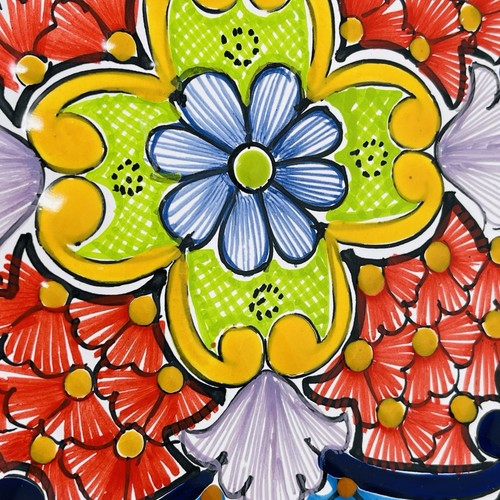 Talavera Pottery Mexican Plate Bowl Floral Flowers Colorful Wall Art Handmade - Picture 14 of 19