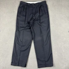 Zanella Duncan Pants Mens 33 (34x29) Blue Wool Pleated Dress Trousers Italy GUC