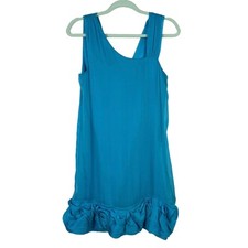 Alice + Olivia Blue Asymmetrical Ruffle Hem Silk Sleeveless Mini Dress Small