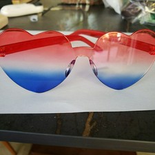 Heart SUNGLASSES Eye glasses for Halloween Costume Red WHITE Blue