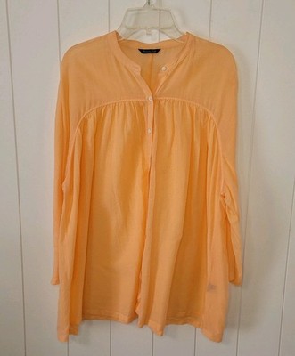 Massimo Dutti Top Womens Size Medium Orange Popover Minimalist 