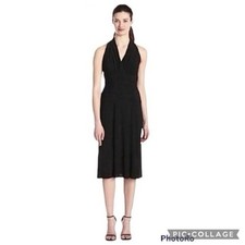 Nine West Dress Size 14P Black Halter Ruched Jersey Knit Midi Petites