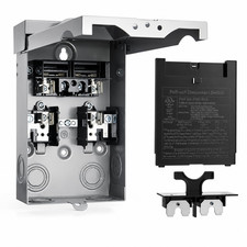 30 Amp Fused AC Disconnect Box, 120/240VAC Pull-Out Switch NEMA 3R Outdoor Meta