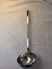 Vintage 60s Chrome Plated Soup Ladle Made In USA Hook Handle Retro Kitsch