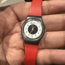 Working Swatch Watch 1984 Chrono Tech Red Ladies Watch New Battery 25mm Fit 7