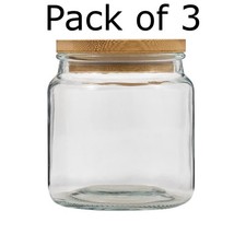 Hello Hobby Glass Storage Jars with Bamboo Lids, 16.9 oz, Set of 3