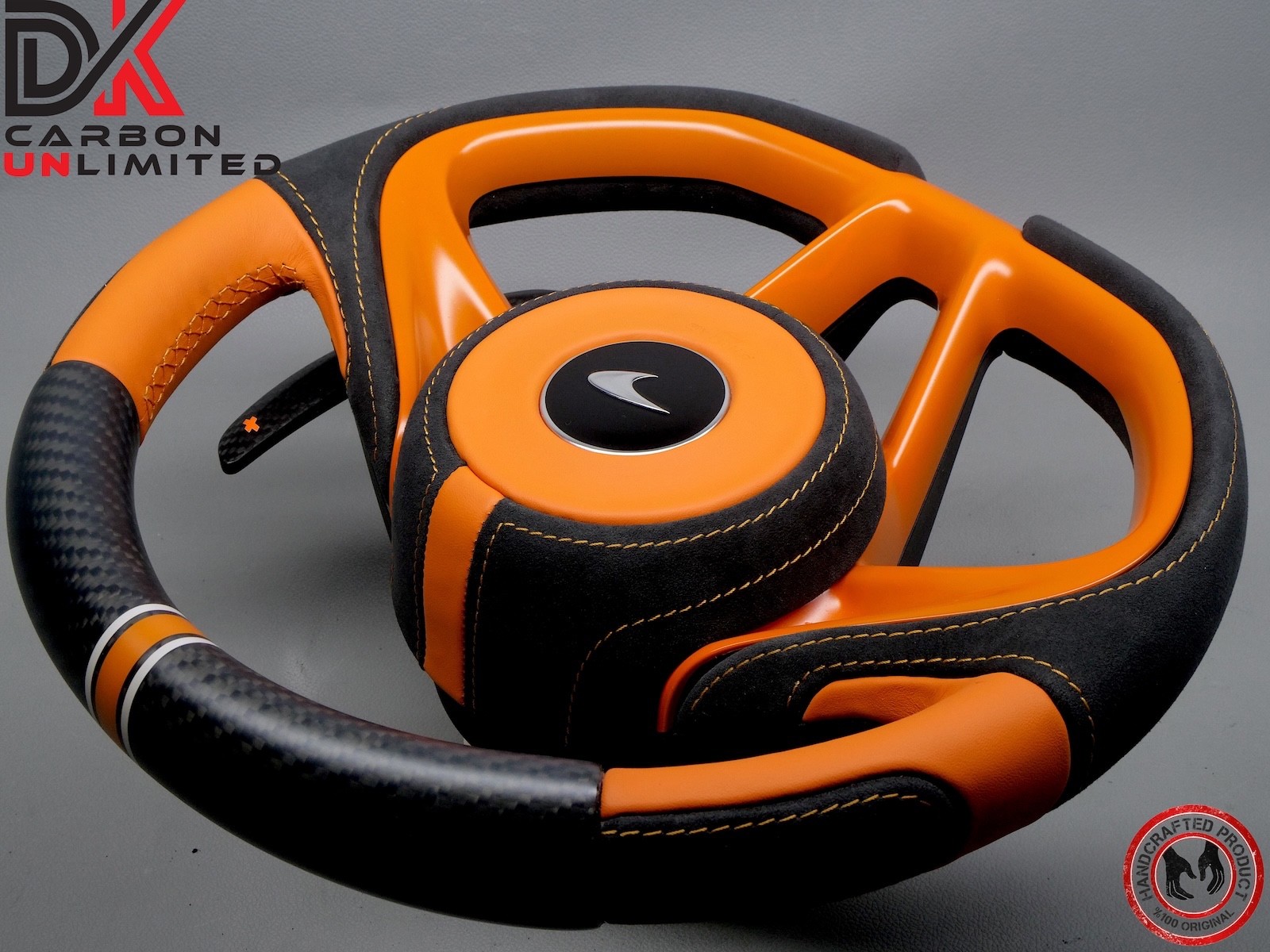 McLaren 750S 720S 765LT Alcantara Orange MSO Weave Matte Carbon Steering Wheel