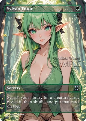 MTG - Sylvan Tutor - Fanart Borderless Style - EDH / Playtest