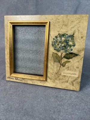 Cheri Blum Picture Frame Blue Hydrangea Easel Style With Glass for Photo 3.5 x 5