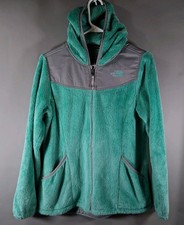 The North Face Girls Osito Hoodie Full Zip Fleece Jacket Teal Green Grey XL 18