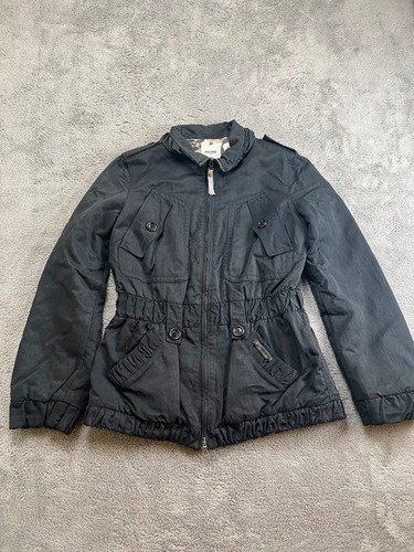 Moschino Jeans, Moschino Jeans Jacke Damen schwarz Vintage Gr. IT 40 / S mit Blumenfutter