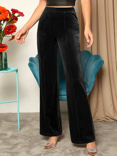 Smart Velvet Wide Leg Dress Trousers - Black - Size 18/XXL - BNNT - Picture 2 of 17