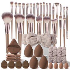 44 PCS Brown Professional Makeup Brushes Set Cosmetic Tools Kit Foundation Eye