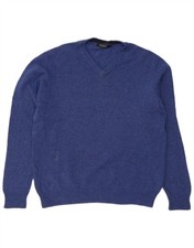 JAMES PRINGLE Mens V-Neck Jumper Sweater Large Blue New Wool DP14