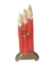 Vintage 50's Empire Triple Red Candles Blow Mold Tabletop Light Up 13" Tall