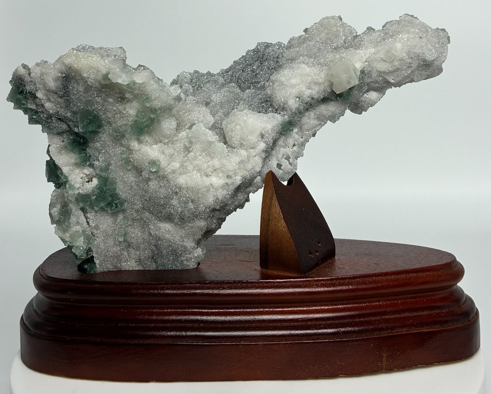 Fluorite and Calcite Phosphorescent Mineral Specimen 0.95 kg with Display Base from China