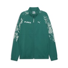 PUMA Essentials Patterned Track Jacket Mens Green Casual Athletic Outerwear 5280