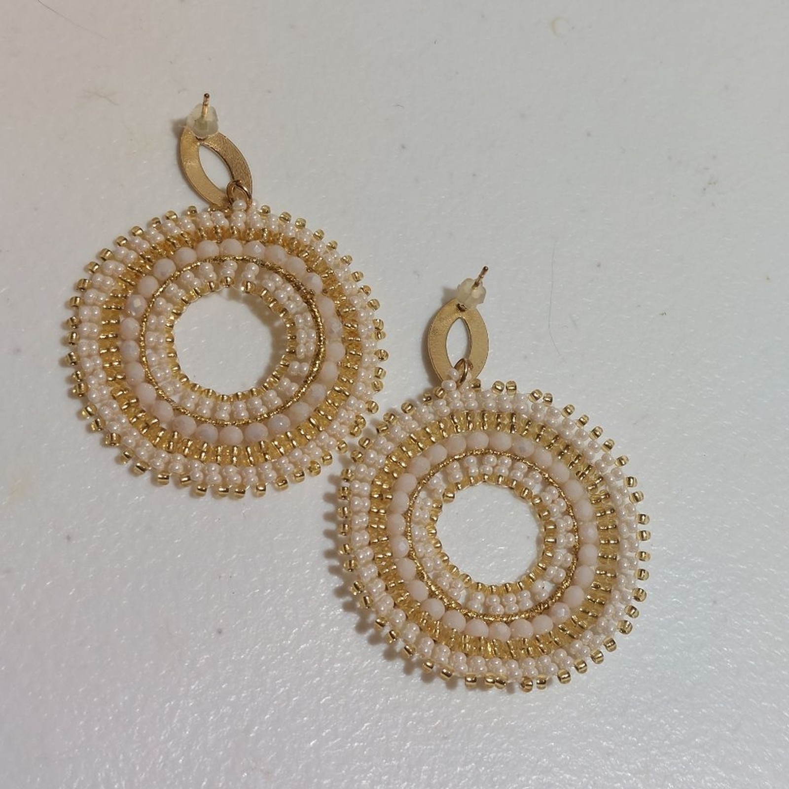 Boho Chic Beaded Circle Dangle Drop Earrings - image 2