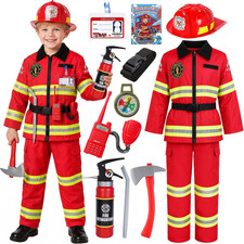 GIFTINBOX Firefighter Costume for Kids, Fireman Costume for Boys Ages 3-10