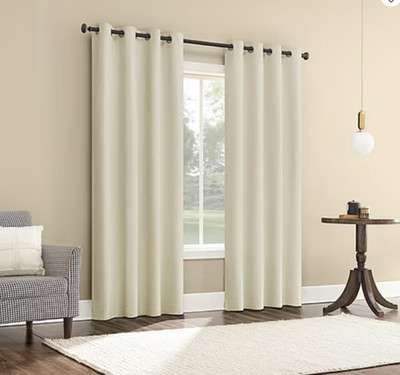 Sun Zero Atmosphere Grommet Top 100% Blackout Curtain Panell 50x63in Ivory