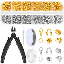 1200Pcs Crimp Beads Supplies for Jewelry Making, Including Crimp covers, Crim...