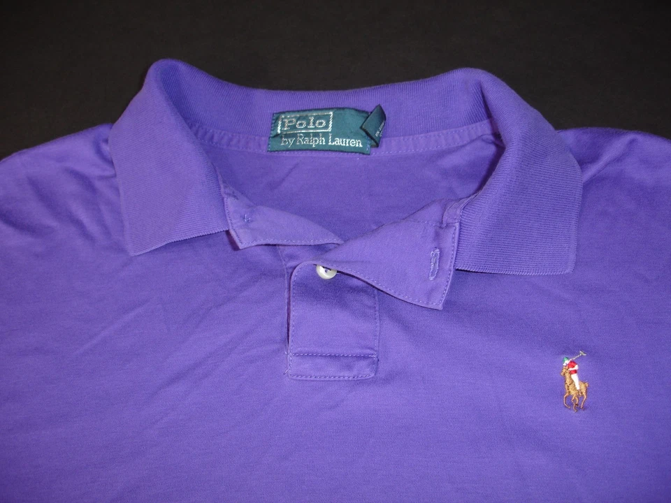 Polo Ralph Lauren Para Hombres L Púrpura Manga Corta Polo Marrón Poni Rojo/Blanco Jinete Foto 4 de 4