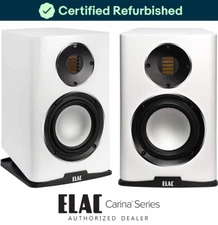 ELAC Carina 2-Way Bookshelf Speakers with JET Folded Ribbon Tweeter, Satin White