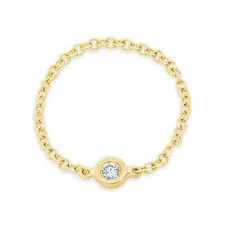 14K Yellow Gold Diamond Chain Ring Bezel Set Natural 0.07 CT Round Cut