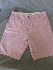 Old Navy Shorts Size 33 Linen Bermuda Men Ultimate Slim Built In Flex Red Stripe