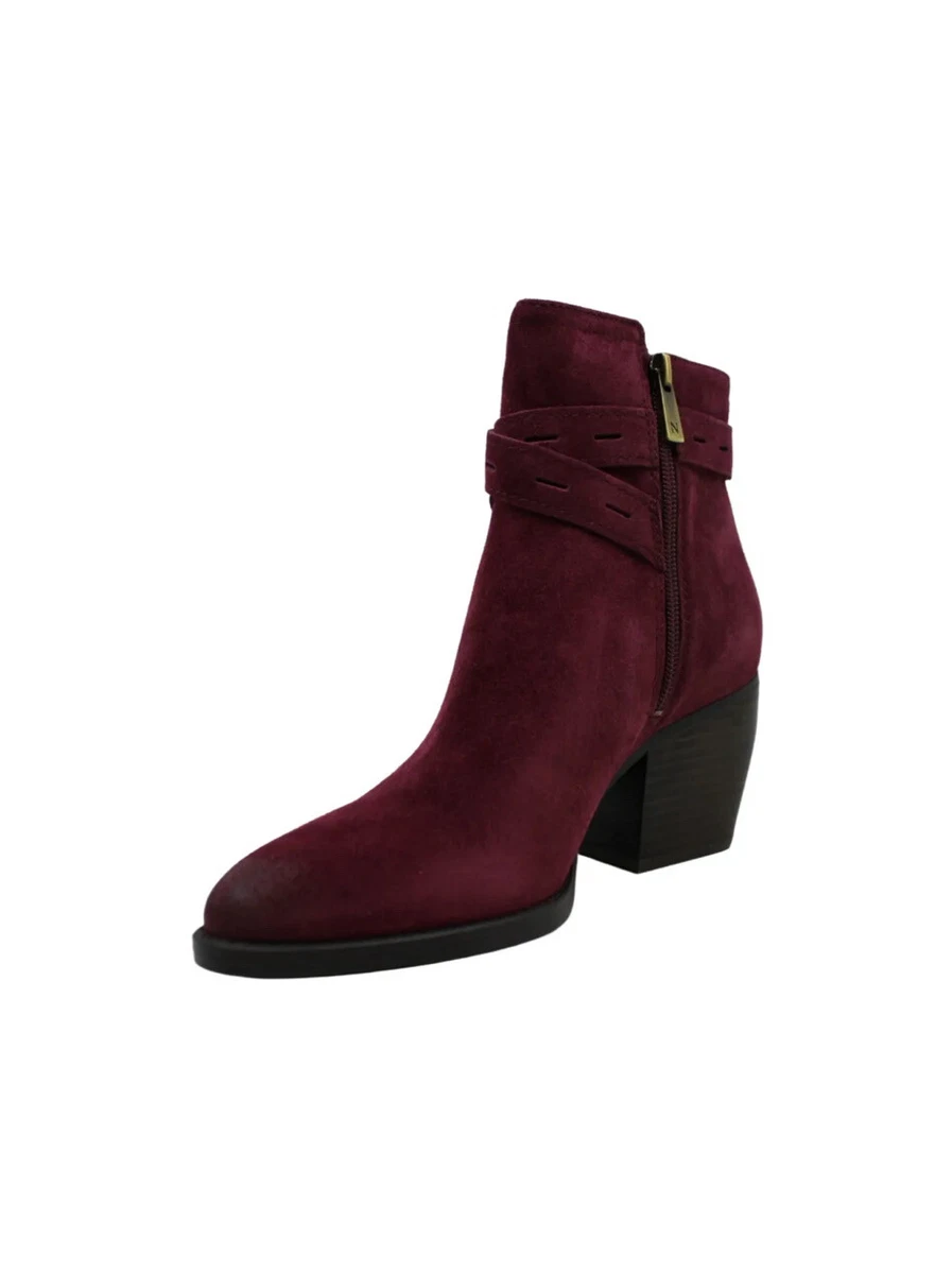 Naturalizer Fenya Wine Suede Ankle Boots Booties Chunky Heel Women s Size US 8.5