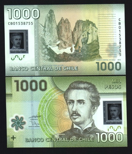 Chile 1000 PESOS P-161 2010 Polymer Chilean Park DEER UNC World Currency Money - Picture 3 of 3