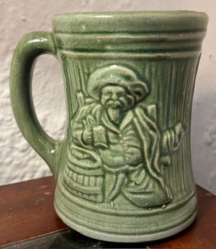 Vintage McCoy Green Pirate or Buccaneer Mug, Vintage 1926, Excellent!