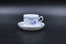 Fürstenberg Lottine Mokkatasse & Unterteller blaue Rose Porzellan Set blau weiß