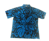 Hawaiian Iolani Pono Navy Black Polyester Knit Pull Over Men Aloha Shirt-m,l,xl Hawaiian Iolani Pono Navy Black Polyester Knit Pull Over Men Aloha Shirt-m,l,xl