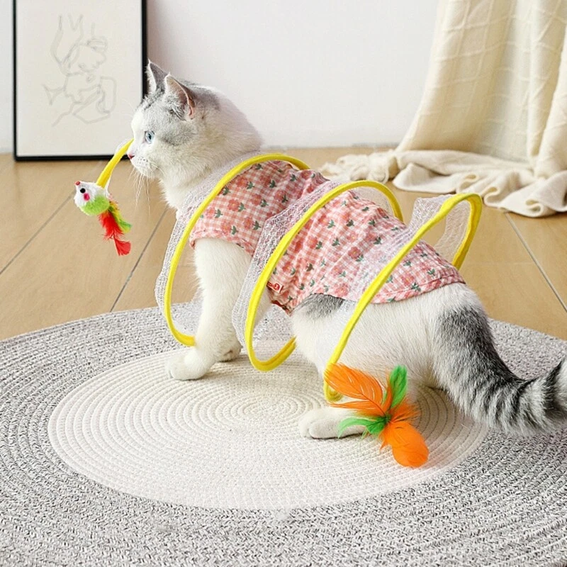 Collapsible Tunnels Tube Cat Playing Tunnel with Sisal Ball