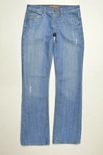 VIGOSS Size 30 Womens DISTRESSED Bootcut Embroidered STUDDED Stretch Blue Jeans