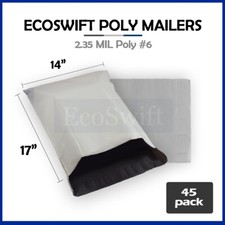 45 14x16 ECOSWIFT WHITE POLY MAILERS SHIPPING ENVELOPE PLASTIC SELF SEALING BAGS