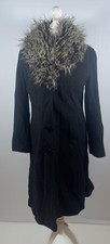 Jfw Cashmere & Wool Blend Size 10 Trench Coat Black Womens