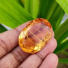 Natural 79.90 Ct With Certificate Brazilian Yellow Citrine Gemstone Curving Cut