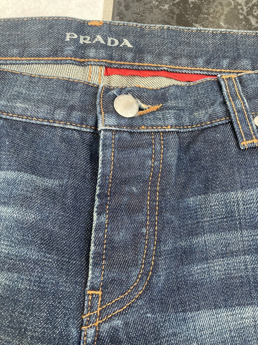 NWT 100% AUTH Prada Women's Straight Fit Button Closure Denim
