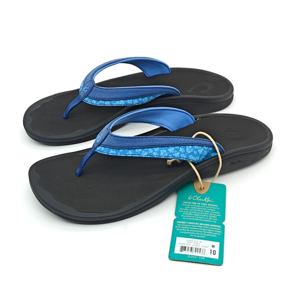 OluKai Women's Ohana Koa 20368 Navy/Black Flip Flop Beach Sandals