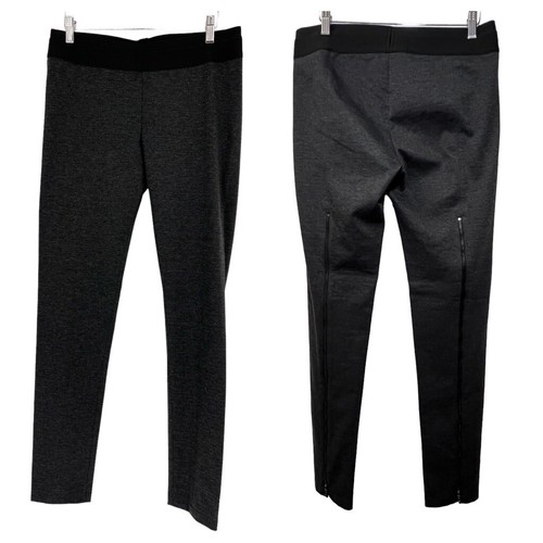 BCBG Max Azria Kimana Pull On Pants Leggings Size L Heather Black Zip Detail Leg - Picture 24 of 24
