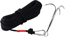 Stainless Steel Outdoor Grappling Hook with 65ft Rope & 3-Claw Climbing Hook