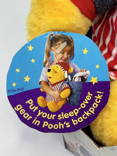 Winnie the Pooh Plush Pajama Fun Pooh + Backpack Stuffed Animal New Mattel VTG - Picture 5 of 16