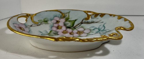 Vintage Hand Painted Porcelain 1950’s Candy Trinket Dish Signed TG Hall 54 Gold - Picture 11 of 13