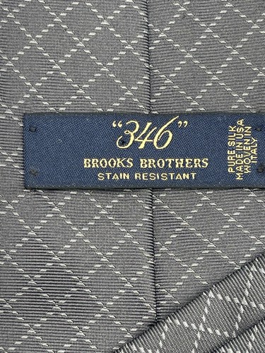 BROOKS BROTHERS MEN'S TIE GRAY CHECK PURE SILK Width: 3.75 Length: 60" - Picture 5 of 5