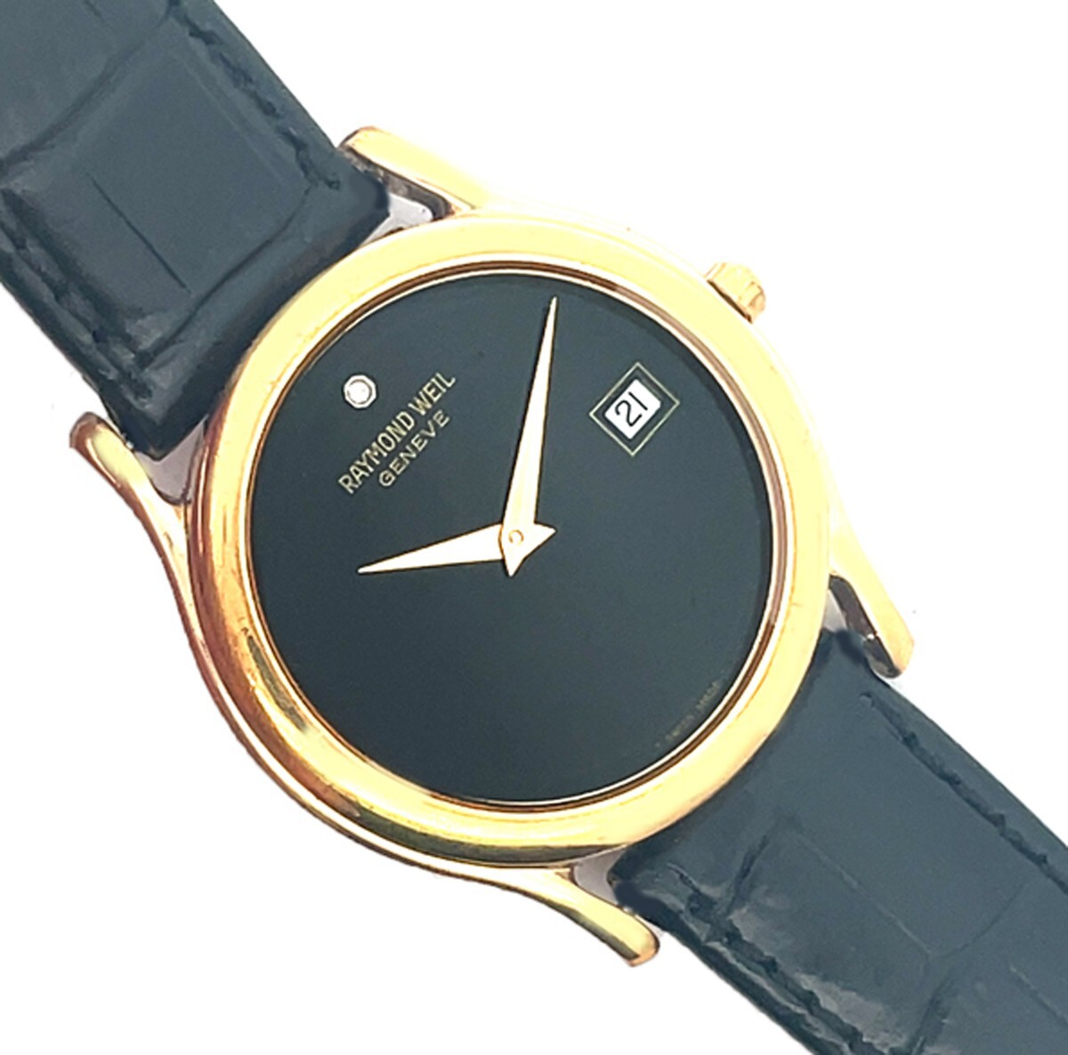 RAYMOND WEIL アナログ腕時計 ゴールド/ブラック Raymond Weil Men's Black Dial Gold Case Black Leathe Quartz Watch